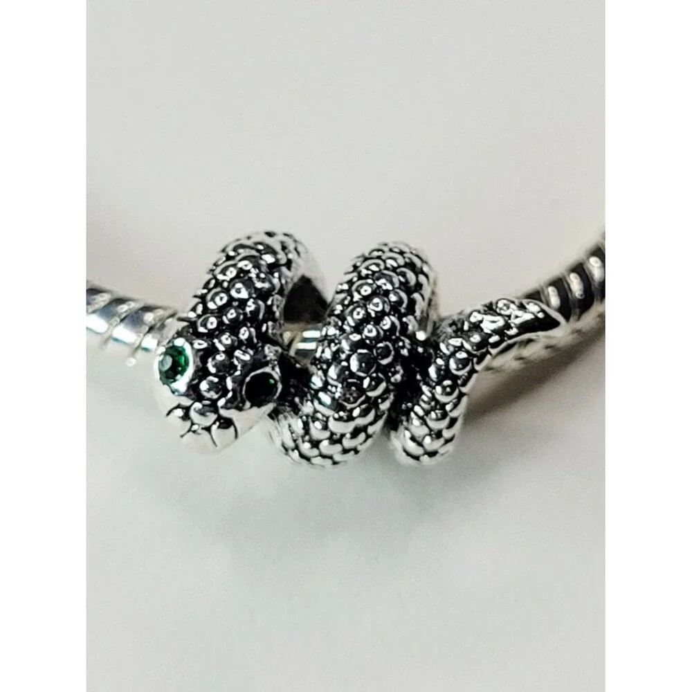 NWT! For Pandora Troll Charm Bracelet AMAZING Wrap Around Green Eyed Snake Charm